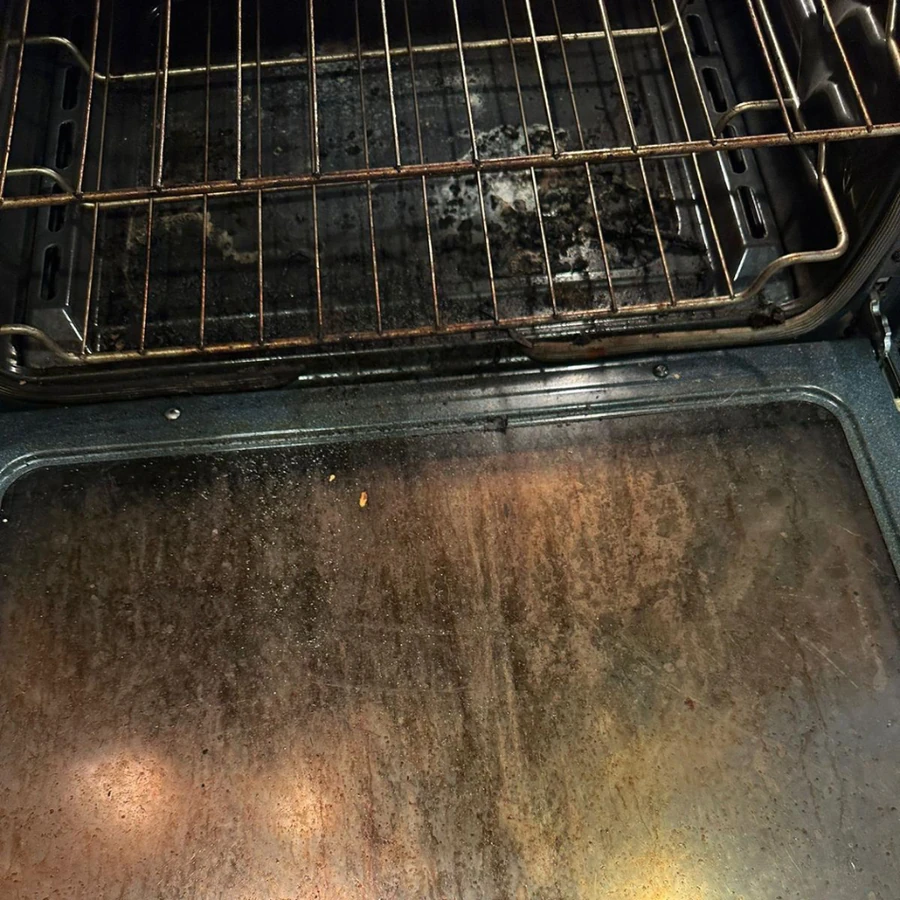 Oven interior before and after deep cleaning - professional appliance cleaning Massachusetts
